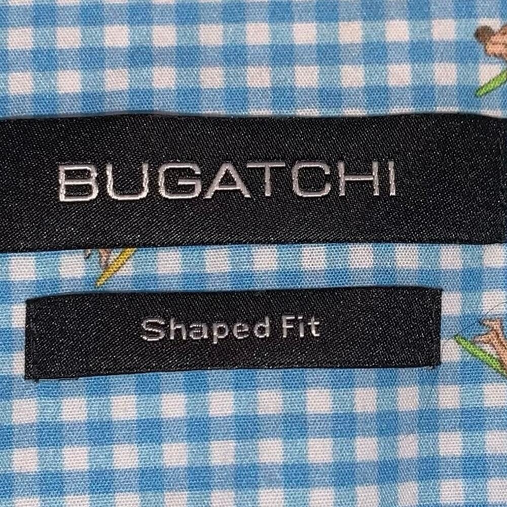 Bugatchi Blue Micro Gingham Button Down Shirt Med… - image 3